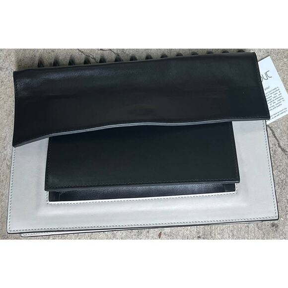 Atribut Handcrafted Black & White Leather Bag Detachable Strap / Spiral Top NEW - Picture 14 of 16